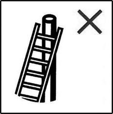 Do not stand on the top three steps/rungs of a leaning ladder.