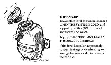 Check your coolant expansion tank is not overfilled It is essential you do not overfill the expansion tank.