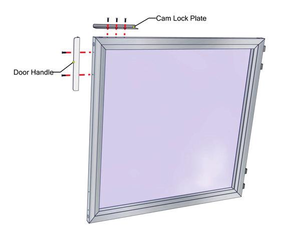 3. Unscrew the Door Handle and Cam Lock Plate from their present position (Figure 19).