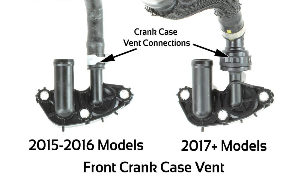 a. For 2015-16 WRX models: i. Remove (2) plastic connectors securing crank case vent hose/tube to front of intake manifold. ii. Follow hose toward engine behind the AC pump and locate clamp.