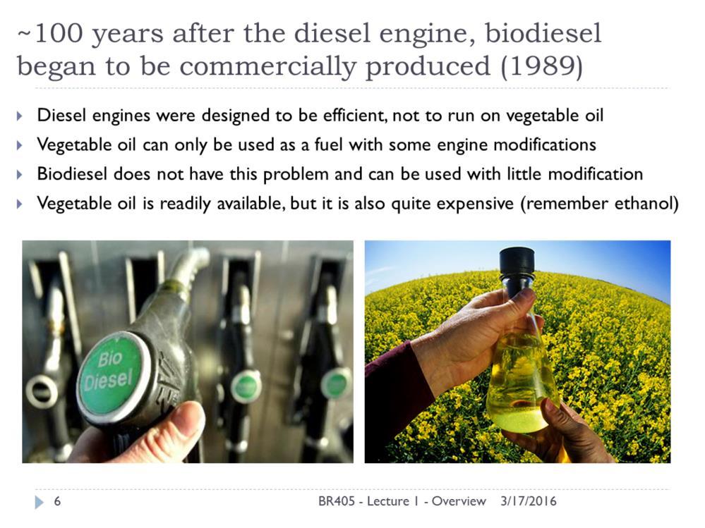 Ethanol had technically been an engine fuel since the early 1800 s, but we currently have more access to engines that run on biodiesel than we do to ethanol engines. Why?