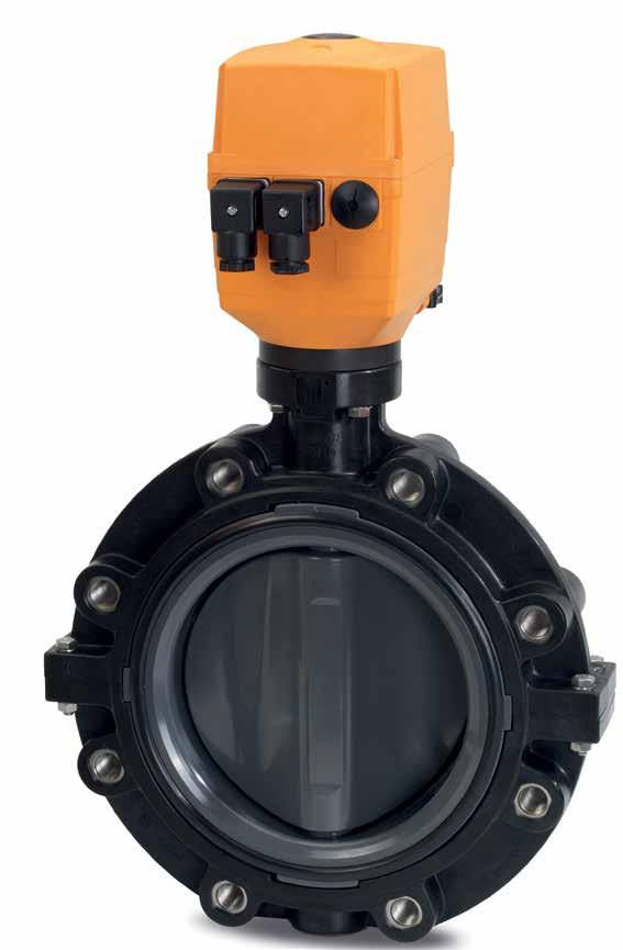 Electrically Actuated Lug Butterfly Valve Type 147 General Size: 2 12 Outer Body: Glass-filled PP Material: PVC, CPVC, PROGEF Standard PP, ABS, SYGEF Standard PVDF Seals: EPDM, FPM, PTFE/FPM Stem: