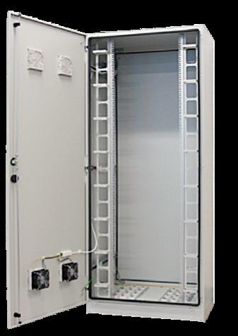 19 EQUIPMENT CABINET 19 CABINET WITH STEEL DOOR, MO Powder coating: RAL 7035, light gray Load capacity: 600 kg Protection class: IP54 Indoor cabinet for telecom networks metal cabinet, 19 rails,