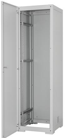 19 FLOOR RACK CABINET Cabinet 266 MO /42U Cabinet 286 MO /42U 19 FLOOR RACK WITH STEEL DOOR, MO Powder coating: RAL 7035, light gray Load capacity: 600 kg Protection class: IP20 General features