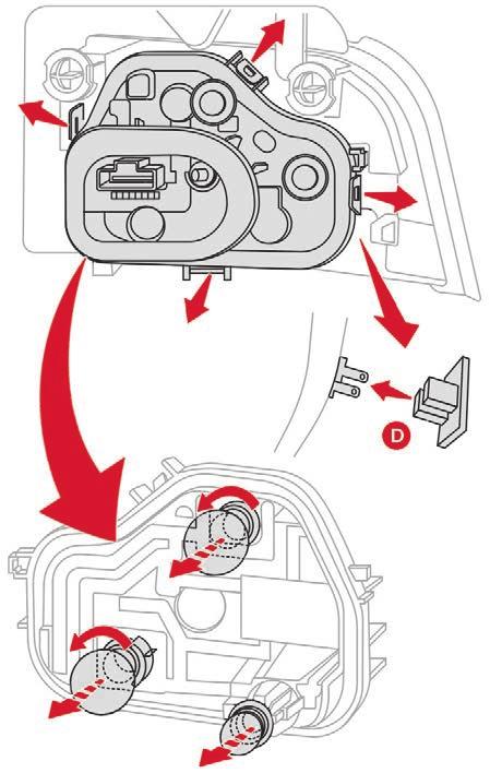 In the event of a breakdown Rear lamps 1. Brake lamps (P21W). 2. Foglamp(s) (LED). 3. Sidelamps (LED). 4. Reversing lamps (W16W). 5.