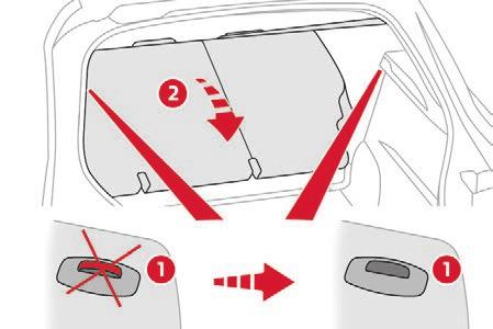 When repositioning the backrest, ensure that the seat belts are not trapped and the red indicator, located next to the controls 1, is no longer visible.