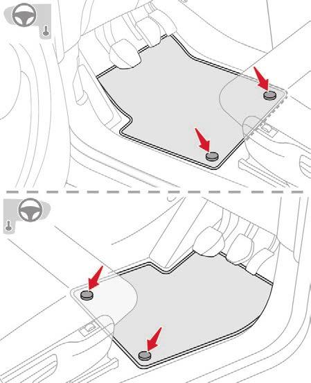 Ease of use and comfort Front armrest Opening Clothes hooks Refitting To refit the mat on the driver's side: F position the mat correctly, They are located above each rear door.