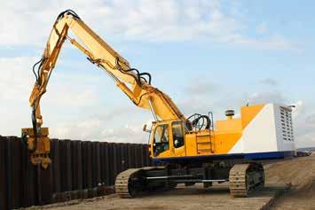 Sheet piling fronts and piling frames Sheet piling front for excavators and piling frame for cranes Working heights up to