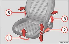 The essentials Before driving Manually adjusting the seats To raise it, move the seat back until the catch engages. Pull the lever and tilt open the backrest.
