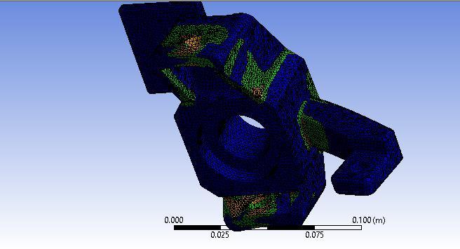 ANALYSIS Fig -11: FEA analysis of front hub The complete components were modeled using SolidWorks and then Assembly