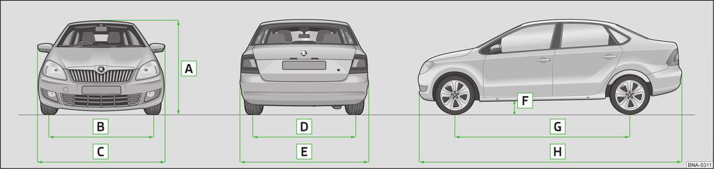 Dimensions Fig. 105 Schematic diagram: vehicle dimensions Vehicle dimensions operating weight without driver (in mm)» fig.