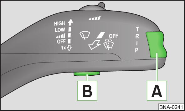 Operation Fig. 16 Buttons on the control lever Current fuel consumption 1) You can use this information to adapt your driving style to the desired fuel consumption.