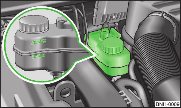Brake fluid Introduction This chapter contains information on the following subjects: Checking the brake fluid level 92 Specification 92 The brake fluid reservoir is located in the engine
