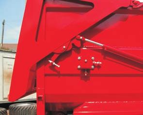 Hydraulic silage gates - Air and hydraulic brakes - Load sensing on sprung axles - ABS braking system - Euro fail safe brake system -
