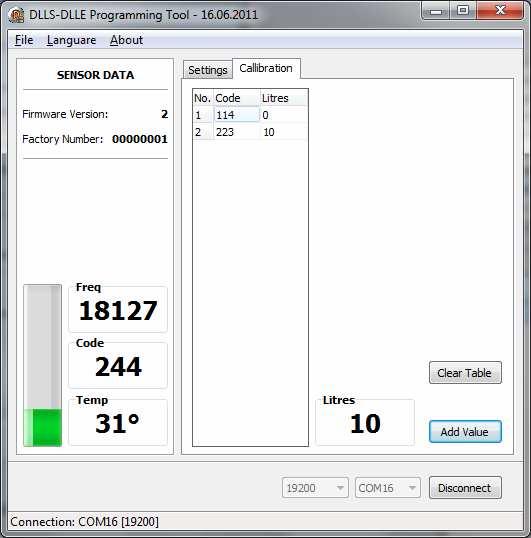 11. FUEL TANK CALIBRATION For fuel tank calibration it is necessary to select "Calibration" tab. See screenshot below.