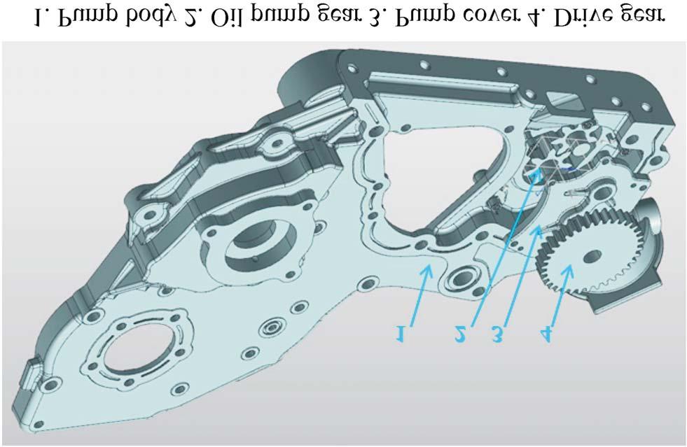 The flow field of the gear oil pump is analyzed by utilizing the fluid simulation software Pumplinx. Based on a Figure 1. Model of oil pump.