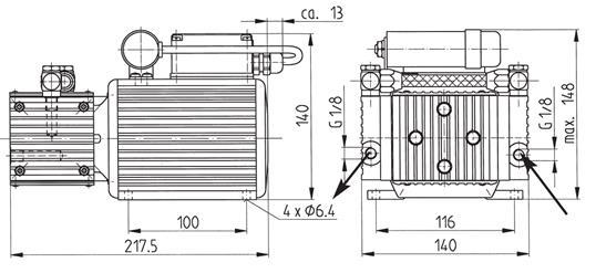 Installation and connection Diaphragm Vacuum Pumps N 813 6. Installation and connection Always install the pumps under the operating parameters and conditions described in Chapter 4. Technical data.