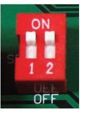 1) ON: Auto-close On (gate will re-close from the open position after a time set in the programming section) OFF: Auto-Close Off 2) ON: Dual gate opener (2 motors) OFF: Single gate