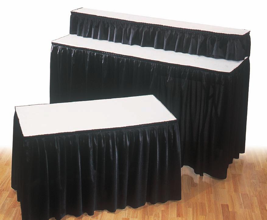 Furniture & Acceorie - Draped Table Draped diplay table available in the following color: Royal Blue Navy Blue Red White Gold Hunter Green Teal Black Grey Burgundy Plum * Actual color may vary due to