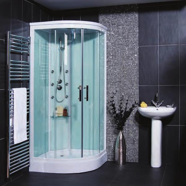 SHOWER ENCLOSURES - Shower Cabins 6 BODY JETS Aqualine Hydromassage Shower Cabin Aqualine 900 Shower Cabin, featuring overhead monsoon shower multimode shower handset with rail, thermostatic valve