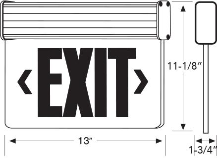LED EXIT & EMERGENCY LIGHTING I EDGELIT LED EXIT SIGN :: Specification grade exit with emergency battery backup (90 minutes) :: Extruded aluminum canopy with