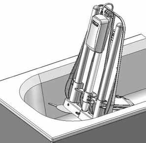 the seat; Press the DOWN button on the hand control; ttach the hand control and battery to the edge of the bath/tub or to a tiled wall.