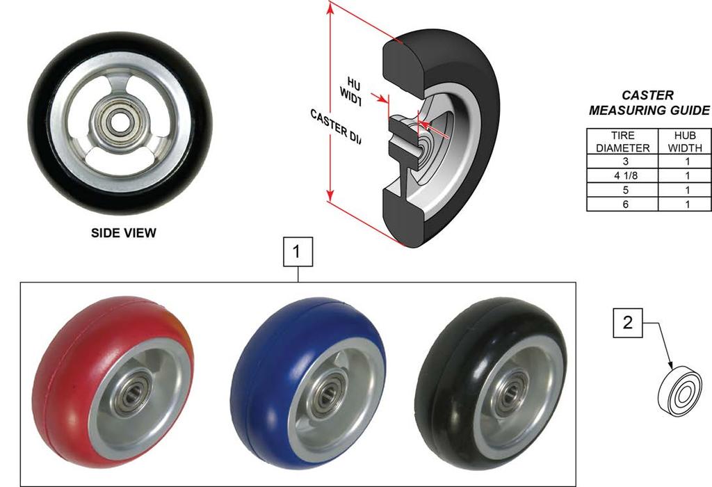 (04/2010) ALUMINUM SOFT ROLL CASTERS Pos. Item Number Description HCPC Remarks >>>> 3 INCH DIAMETER CASTERS WITH SILVER HUBS 1 113394 WHEEL CASTER 3" ULTRALITE SFTRLL K0077 3" x 1.