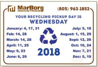 Figure 14: Example of Service Schedule Magnet Refrigerator magnets are currently sent to customers in Goleta to keep track of biweekly recycling service.
