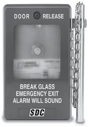 491 Blue break glass station, emergency door release, 2-SPDT 10 Amp contacts with built-in local alarm (12/24V), 2 replacement glass included. Single gang box mounted Desk Switch Compact Box DK 191.