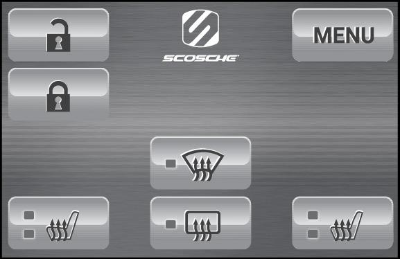 CLIMATE & CONVENIENCE CONTROLS (Right Screen) FIGURE 3 Home TFT Color R. Touch Screen Layout 8. Scosche Logo 3. Door Unlock (Optional) 3. Door Lock (Optional) 4. Driver s Heated Seat (Optional) 5.