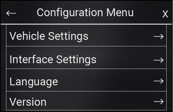 MENU. Enter Vehicle Settings menu 3. Enter Interface Settings menu 4. Enter Language selection menu 5. Enter module Version menu 6. Menu title header 7. Close menu settings 8.