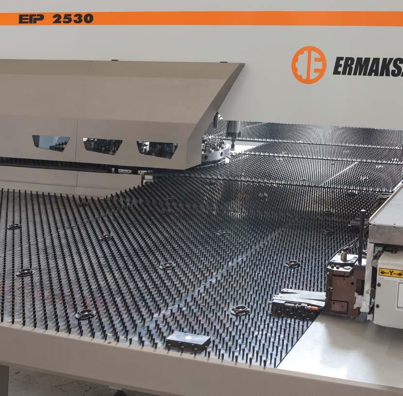 .. Brush and/or Ball Bearing Type Table Sheet Clamping System Work Chute (Optional) A 2500 x 1500 processing table, brush and/or ball bearing type for easy sheet feeding.