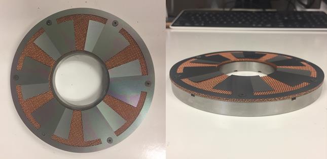 Assembled Metal Mesh Thrust Foil Bearing Dimensions of a prototype Rayleigh step thrust foil bearing with a metal mesh substructure.
