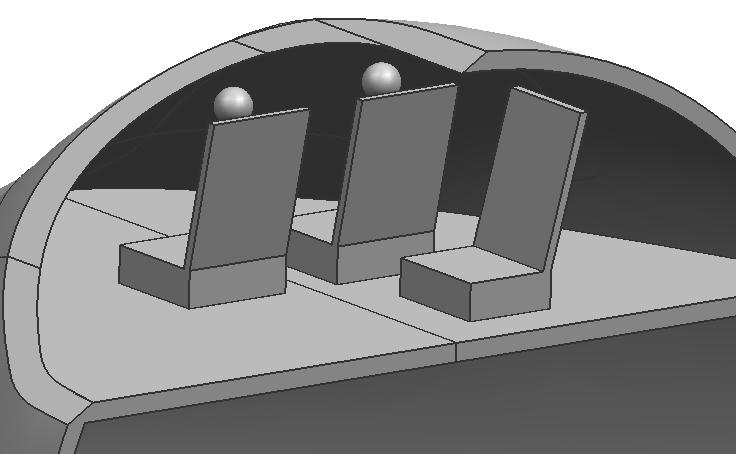 Figure 6.3: View of the General Layout of the Cockpit The fuel tanks will be placed on the walls of fuselage anywhere there is space. Figure 6.
