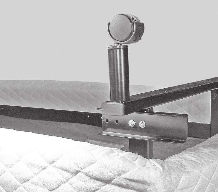 d. Position channel connector so that the flat side is flush against bed base frame. Attach channel connector to bed base frame using (2) 1½ inch long hex head bolts/nuts (FIGURE 12). Tighten bolts.