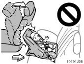 This can cause death or serious injury to the child and front passenger in case of sudden braking or a collision.