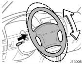 Tilt steering wheel CAUTION When you use the center anchor bracket, make sure the top strap runs through between both seatbacks and tighten it.