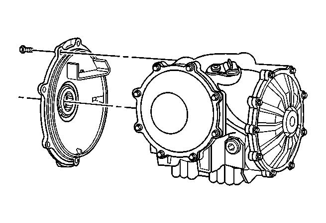 Fig. 26: Differential Cover (Left) & Bolts 4. Install the differential cover (left) retaining bolts. Tighten: Tighten the differential cover (left) bolts to 25 N.m (18 lb ft). 5.