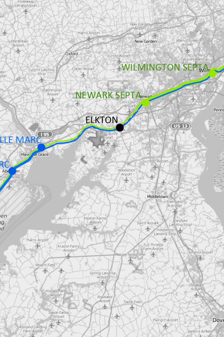 Long-Term Solution MARC Penn Line extends to Philadelphia (at 30 th Street or further north) SEPTA Wilmington/Newark Regional Rail Line extends to Baltimore