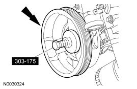 4. Install the crankshaft pulley washer and the bolt.