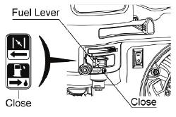 6. Stopping the engine Please follow the steps below to stop the engine: 1). Move the throttle lever to the right end (low speed). 2).