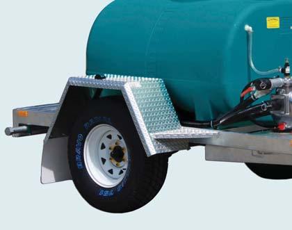 electric brakes with safety breakaway on 1,200L and larger models.