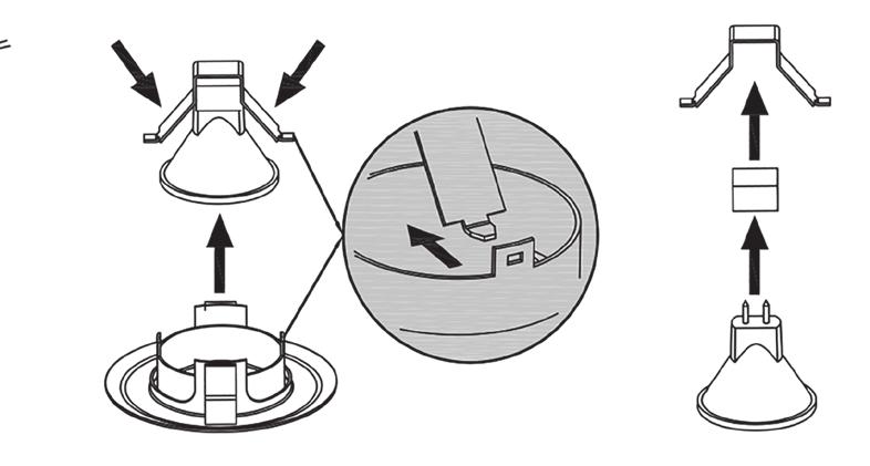 Pull light from the receptacle plug. Replace light into the receptacle plug. Press mounting clip back into position.