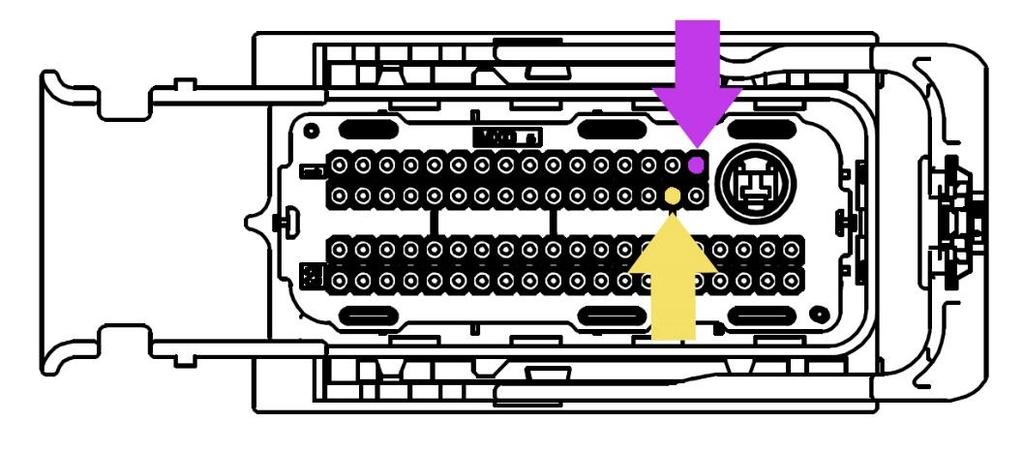 5. You should now have access to the wire side of the connector. You will now insert the terminated end of the single purple wire into position # 16, as seen in the graphic above.