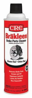CLEANERS & DEGREASERS BRAKLEEN BRAKE PARTS CLEANER Quickly removes brake fluid, grease, oil and other contaminants from brake linings and pads Helps brakes last longer and perform more efficiently