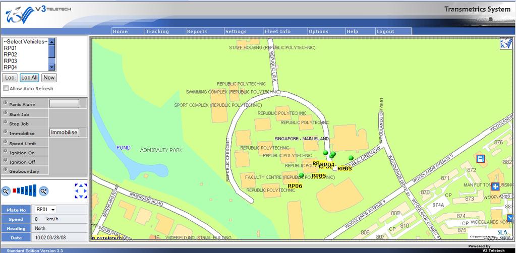 Example of GPS Tracking V3 Transmetrics utilizes an integrated mobile communication platform (either PDA or vehicle unit) and a Geographical Information