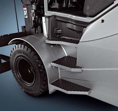 The two steps three for a truck with two sets of tyres provide the driver with a safe means of entry and exit.