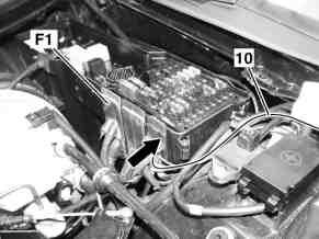 3 Route wiring harness of headlamp range adjustment (10) in vehicle as shown in illustration.