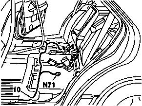 19 Route branch from wiring harness (10) in left cable duct to the rear seat bench.