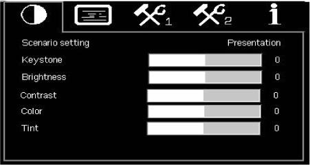 Priklic in uporaba menija OSD 1. Na projektorju ali daljinskem upravljalniku pritisnite tipko za meni (Menu). (simbolna slika) 2.